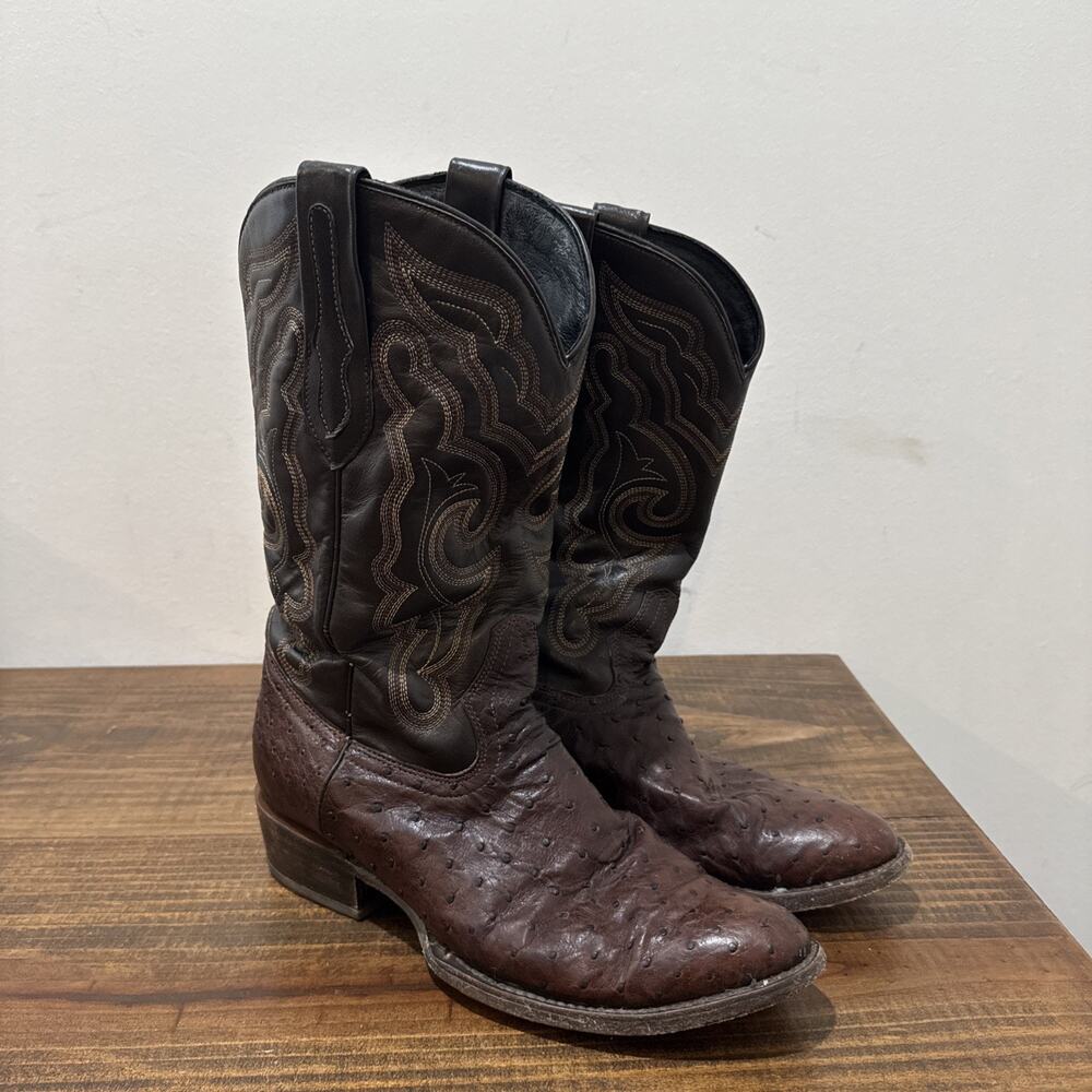 JB Dillon Men's Reserve Size 10 D Ostrich Leather Cowboy Boots